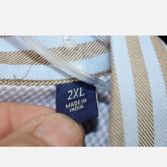 ROBERT GRAHAM BLUE/TAN STRIPE BUTTON FRONT LONG SLEEVE MENS 2XL SHIRT - Picture 7 of 8